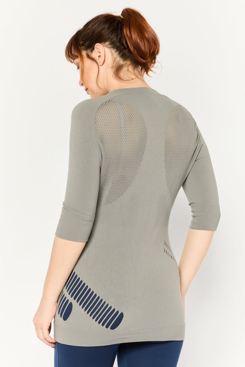 Adidas by Stella McCartney Women Sportswear Fit 3/4 Sleeve Yoga Top, Grey - Image 4
